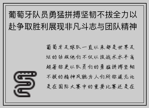 葡萄牙队员勇猛拼搏坚韧不拔全力以赴争取胜利展现非凡斗志与团队精神